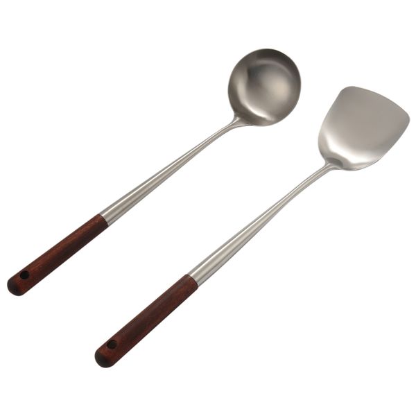 Wok Spatula and Ladle Tool Set, 17 Inches for