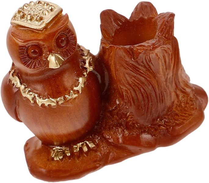 Owl Pencil Holder Small Wooden Pen Cup Desk Organizer Decorative Craft