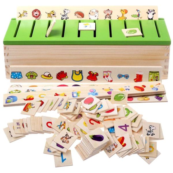 Montessori Sorting Wooden Toys Toddlers Kids Early Education Sorting Strips