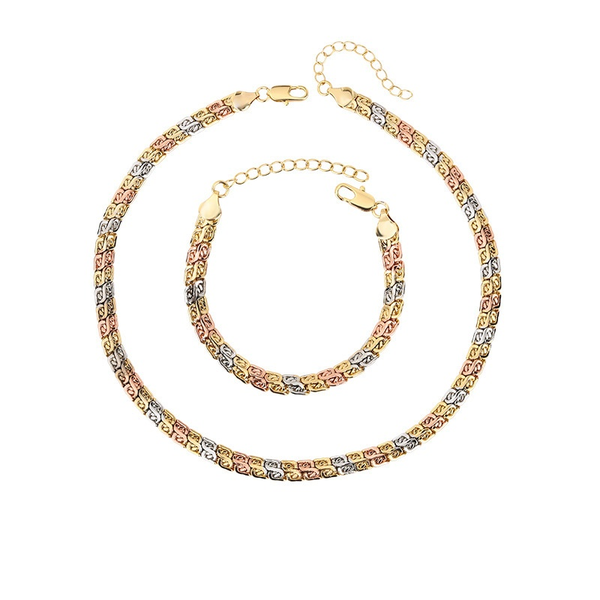 ZELTRYN Tri-Color Byzantine Chain Jewelry Set