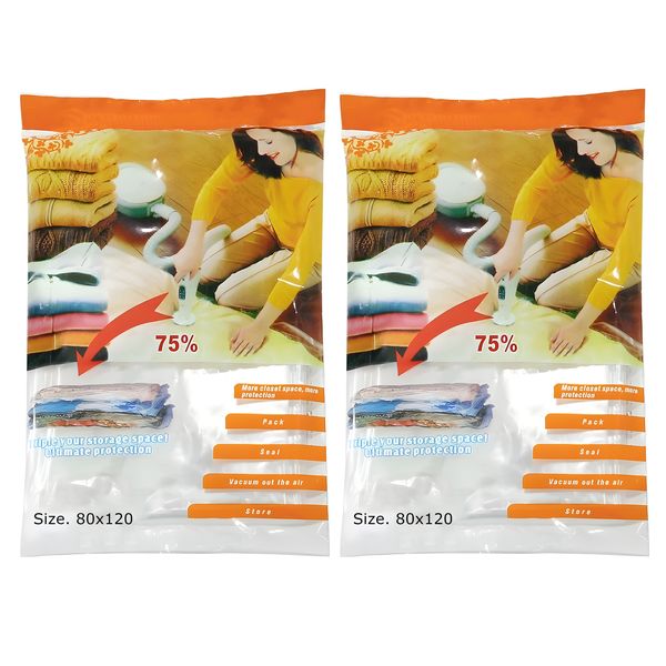 Pack of 2 - Vacuum Storage Seal Bags - 80x120cm