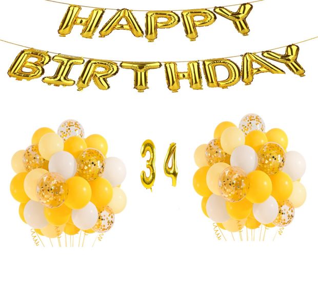 Yellow and Gold Balloon Set 34 years
