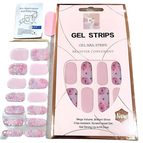 Cleo Gel Nail Strips - Pink Pattern
