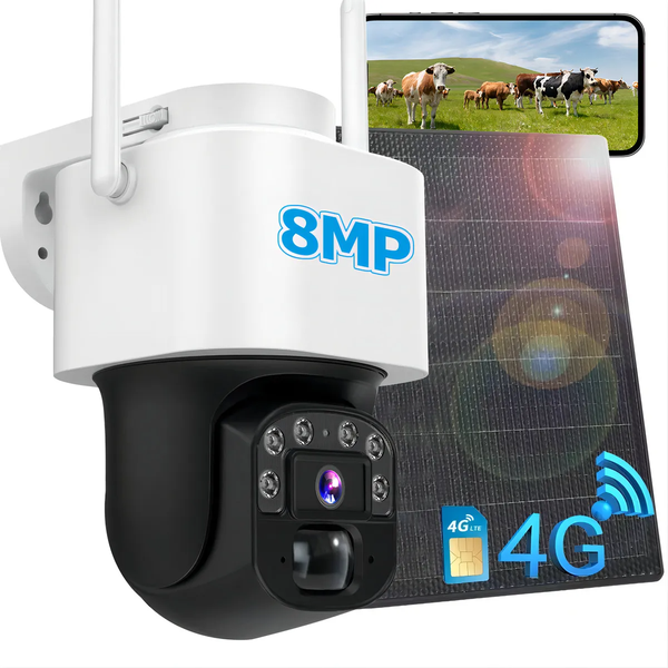 8MP 4G Outdoor Security Cameras System + 2.5K Solar Panel+ IP66+ Yoosee APP