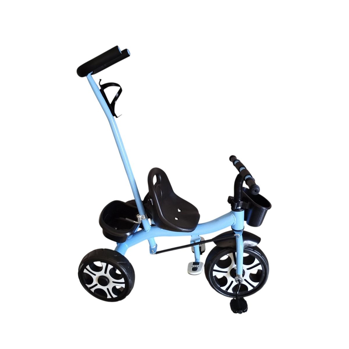 Kids Blue Tricycle With Detachable Push Handle