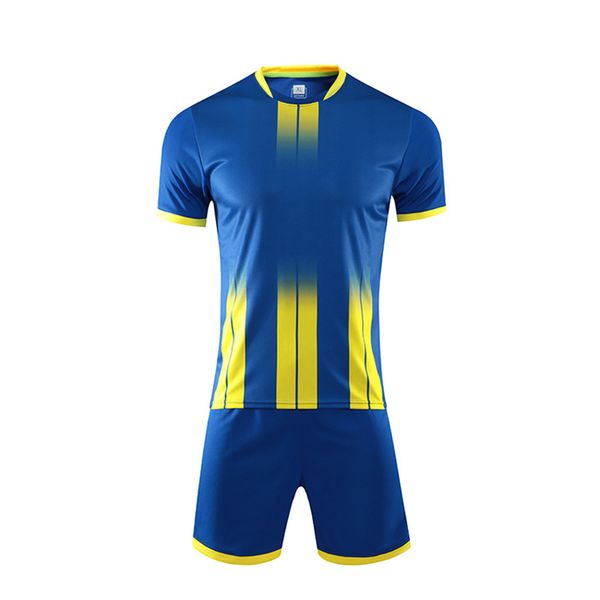 Youth Adult Soccer Jersey Tracksuit Kit - T-Shirt and Shorts - Yellow/Blue