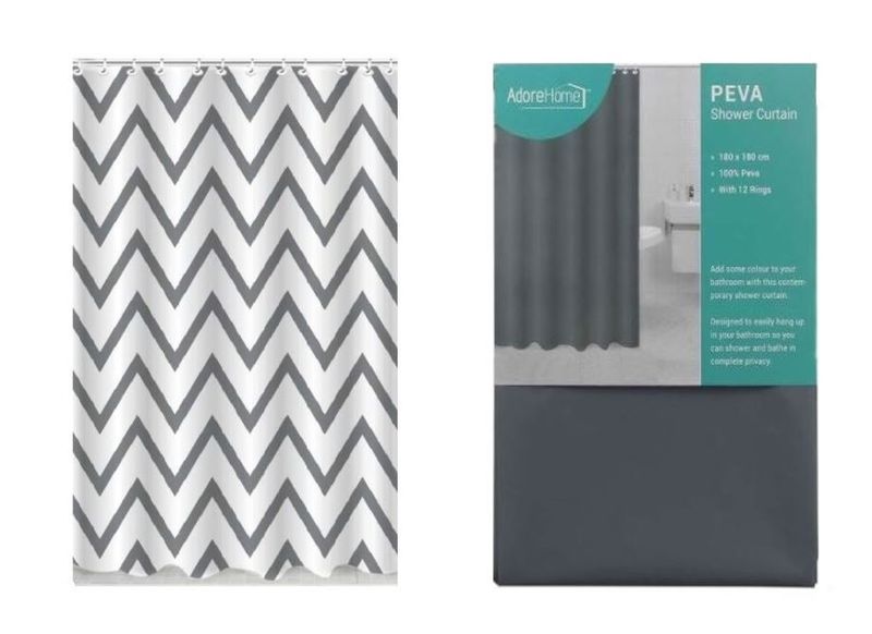 2 Shower Curtains Grey Chevron &amp; Slate Grey