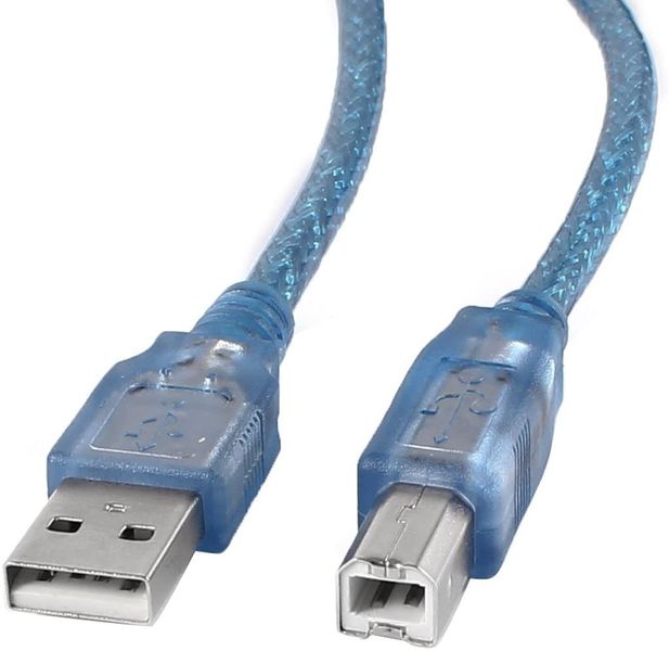 3D Printer Transparent Blue USB 2.0 Type A Plug to B Plug Printer Cable 5M