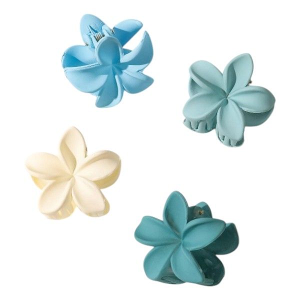 4 Piece Mini Flower Design Hair Claw Clips Set- Multicolor