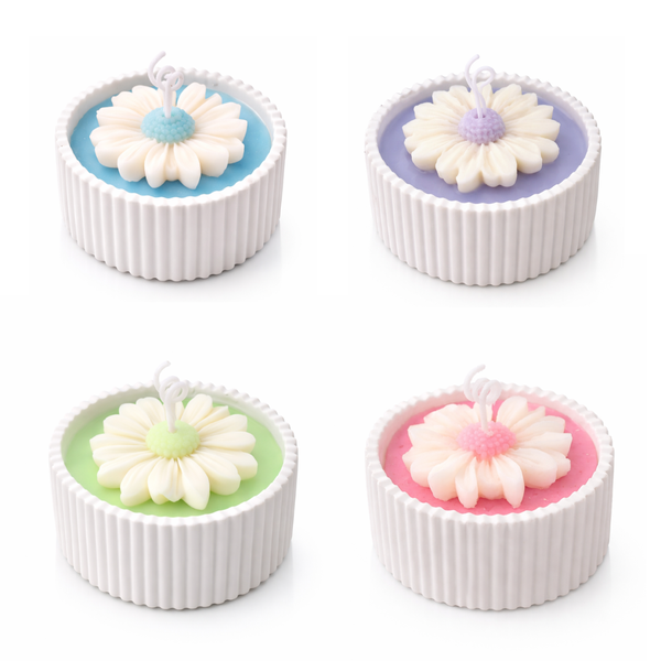 4 Mixed Scented Flower Candle Set Vanilla, Sandalwood, Lemongrass, Rose