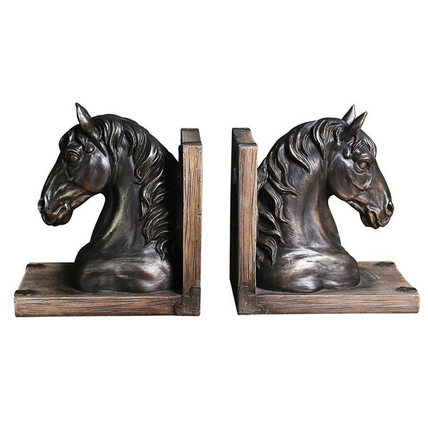 Metal Horse Head Bookends, Stylish Desk Decor for Books &amp; Office Files