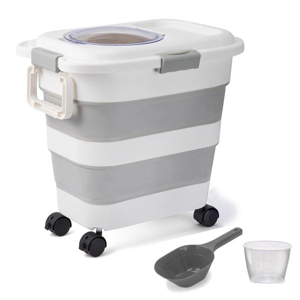 45Lbs Collapsible Pet Food Storage Container with Scoop &amp; Measuring Cup