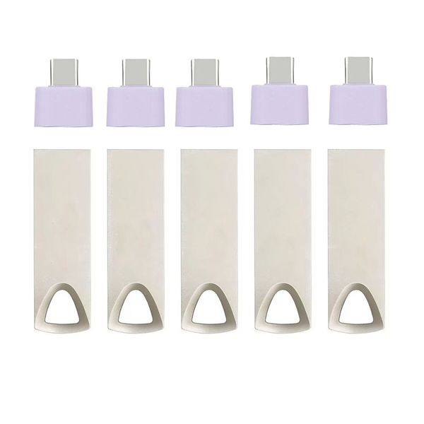 5 x 32G Mini Metal USB Flash Drives + TYPE-C Adaptor