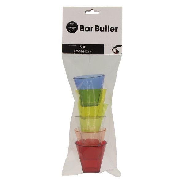 Bar Butler Coloured Hexagonal Shot Glasses Plastic 6 Pack, 50Ml