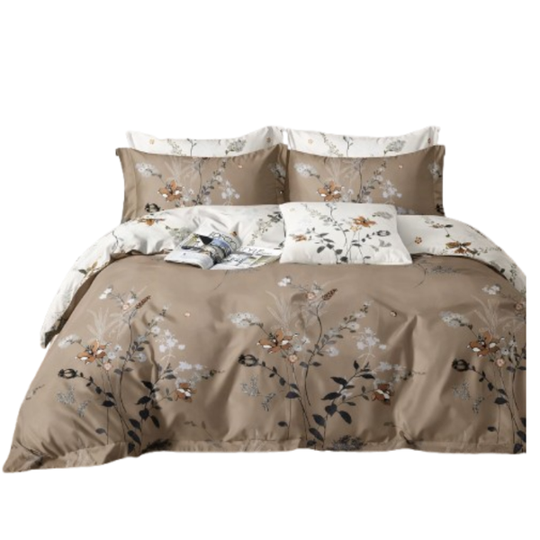 Linen Boutique - Duvet Cover Set Reversible-AnyaBrown