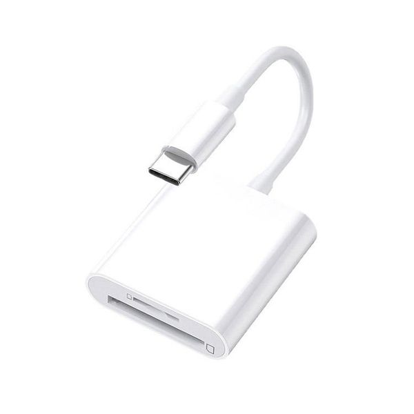 Type C OTG SD/TF Card Reader 2-in-1 Adapter for Smartphone White