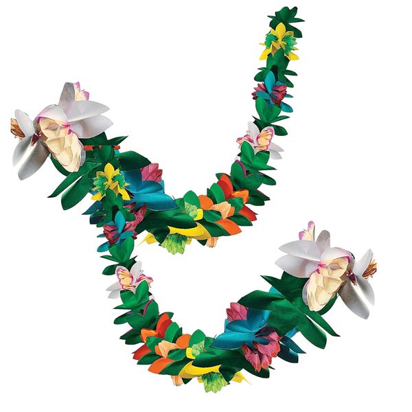 Party Tropical Flowers Garland Streamer Set of 2 (6m) Fun Jumbo Pack