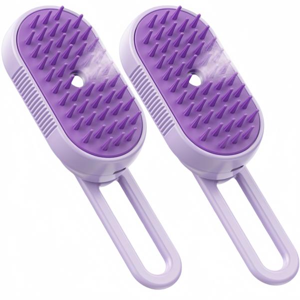 2pcs Brushs with Foldable Handle, 4 in 1Cat Steam Brush for Shedding