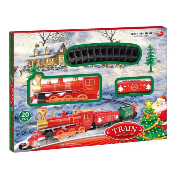 Xmas Train Set - 20-Piece Toy with Music, Lights &amp; Tracks