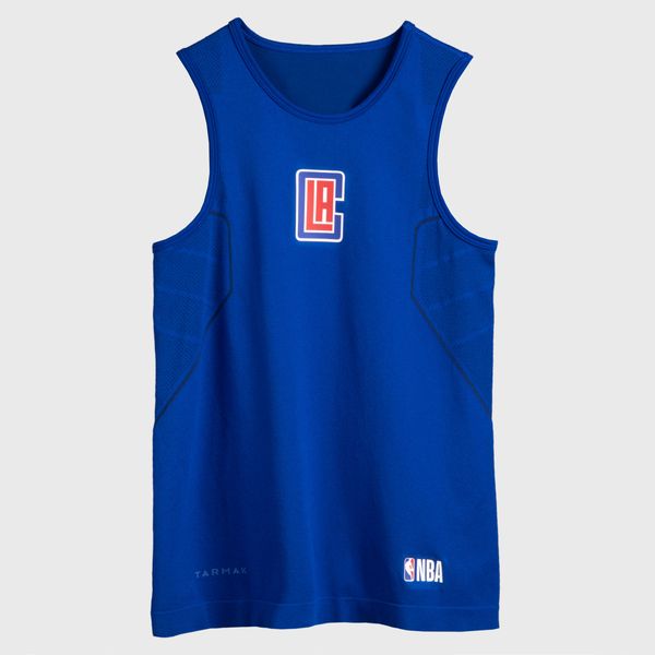 Tarmak Kids' Slim Fit Basketball Base Layer Top Ut500 - Blue/NBA Los Angeles Clippers