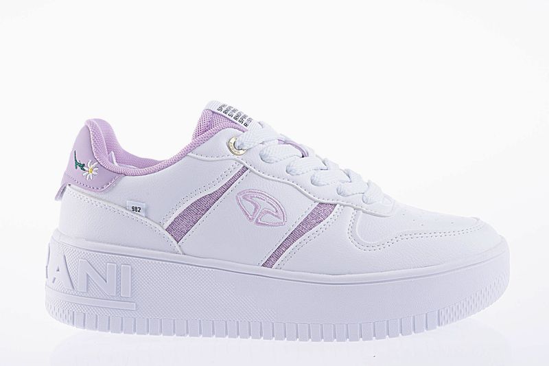 Soprani Women White-Purple PU Brand Logo Casual