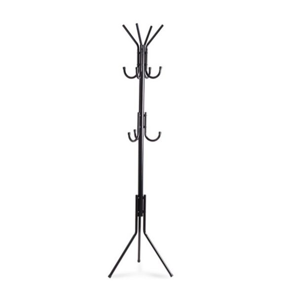 Multifunctional 12 Hooks Hanging Pole Coat Rack Hanger Stand - Black