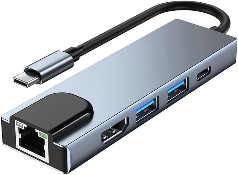 5-In-1 USB-C Hub With 100W Pd, 4K Hdmi, Usb Ports, And Ethernet Connection