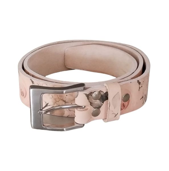 Ladies Casual 35mm Pin Buckle Leather Belt - Floral Print