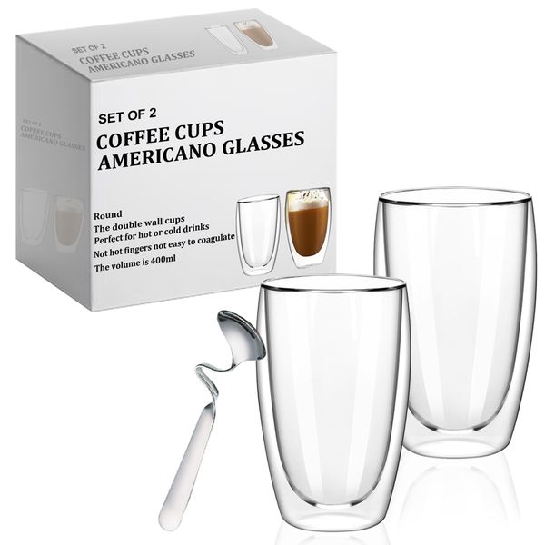 Set of 2 - 400ml Double Wall Coffee Cups Set