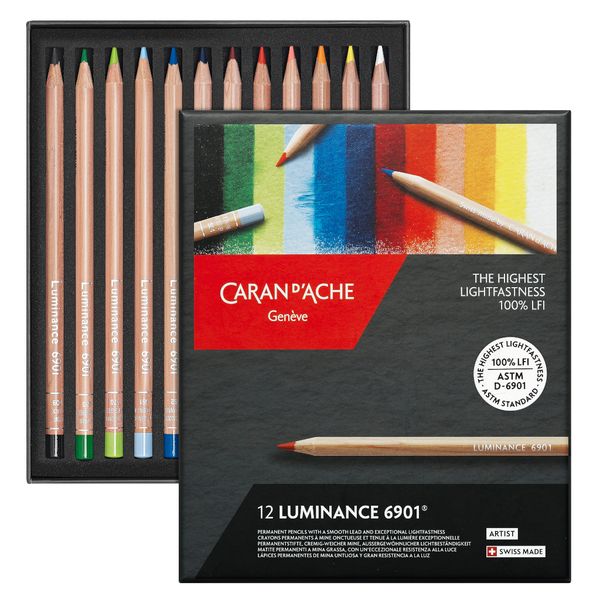 Caran D'Ache Luminance 6901 coloured pencils, 12 pencil set