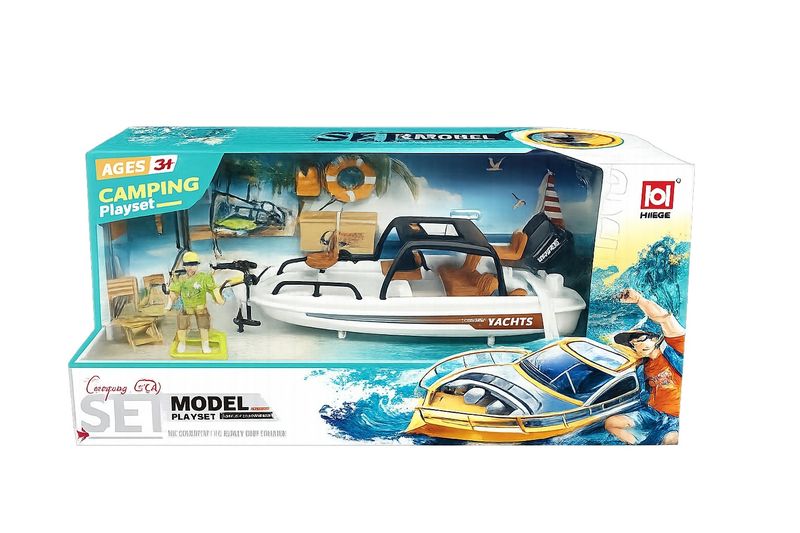 Camping Playset Yacht Boat Toy Set with Fishing Accessories