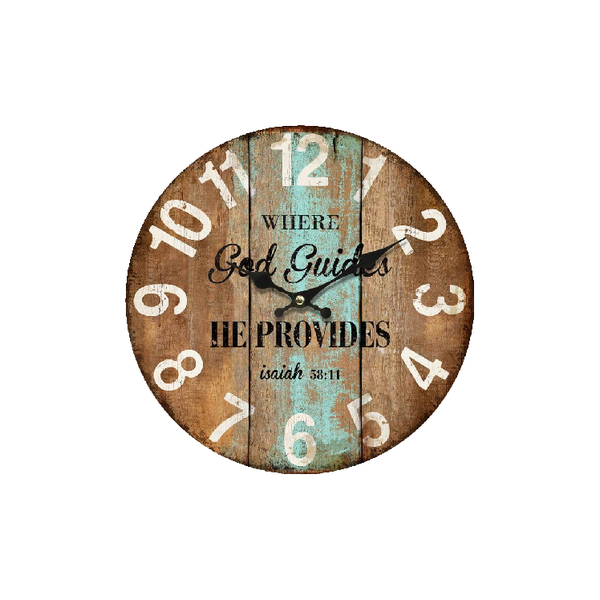Vintage Look Wood Wall Clock - 34cm