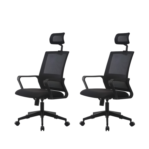 Set Of 2 Comfortable Ergonomic Mesh Reception Office Chair With Headrest