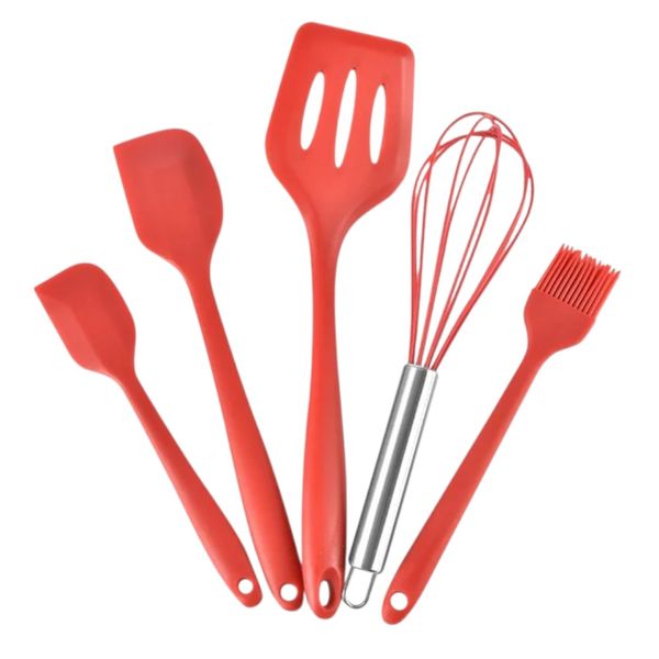 5-Piece Silicone Baking Utensil Set - Red