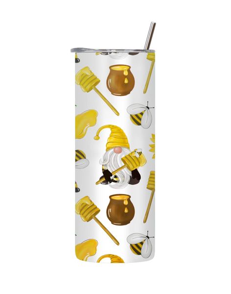 Bee-18 20 Oz Tumbler with Lid Straw Trendy Bees Pattern Graphic Present 209