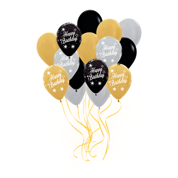 Gold And Silver Birthday Balloon Bouquet image