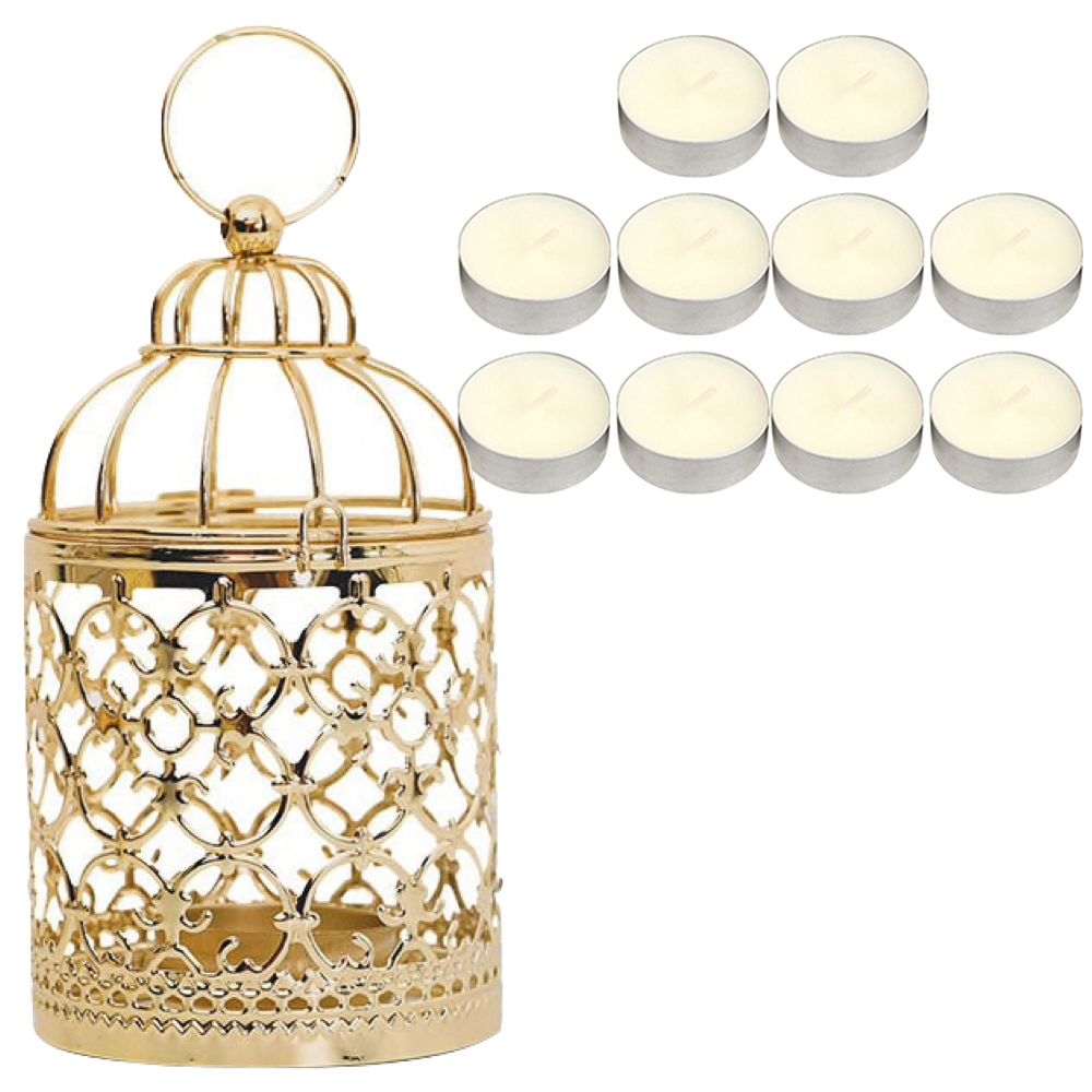 Home Garden Decor Vintage Hanging Bird Cage Candle Holder Wedding 14cm