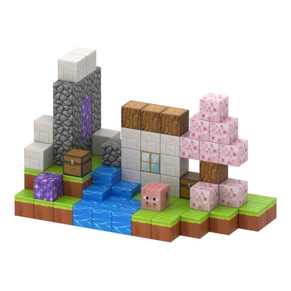 110 Piece Build Mine Magnet World Pixel Cube Blocks - Snowy Cottage