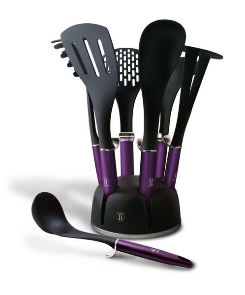 Berlinger Haus 7-Piece Non-Stick Kitchen Utensils Set with Stand - Purple
