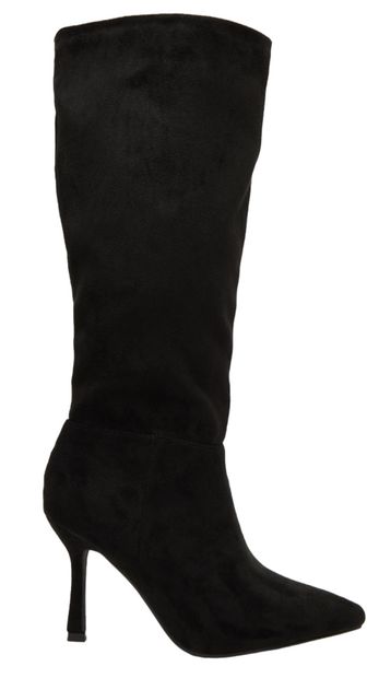 Quiz Ladies - Black Faux Suede Knee High Heeled Boots | Shop Today. Get ...