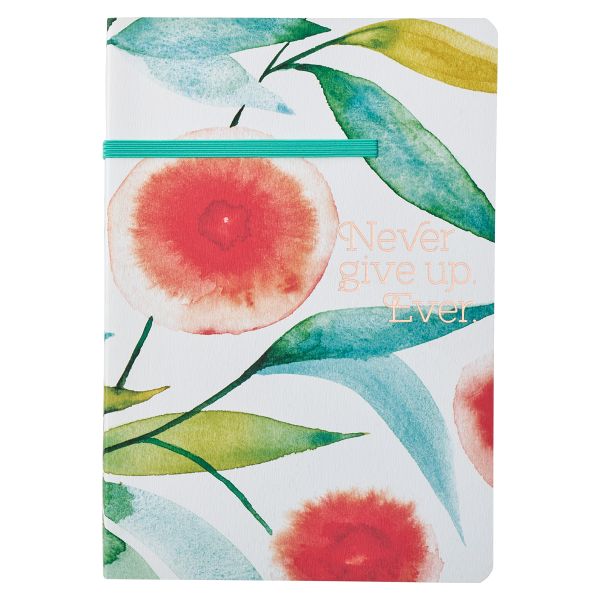 Journal with Elastic Closure - Never Give Up Ever, Orange Blossoms