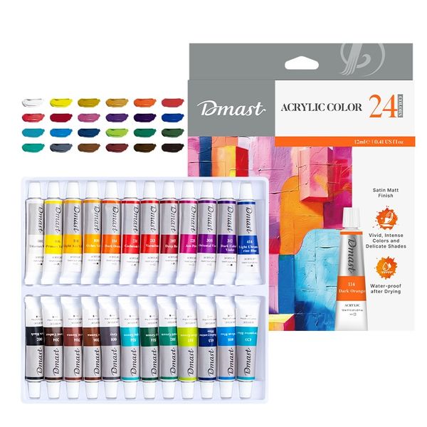 Dmast Acrylic Color 24 Color Set Satin Matt Finish