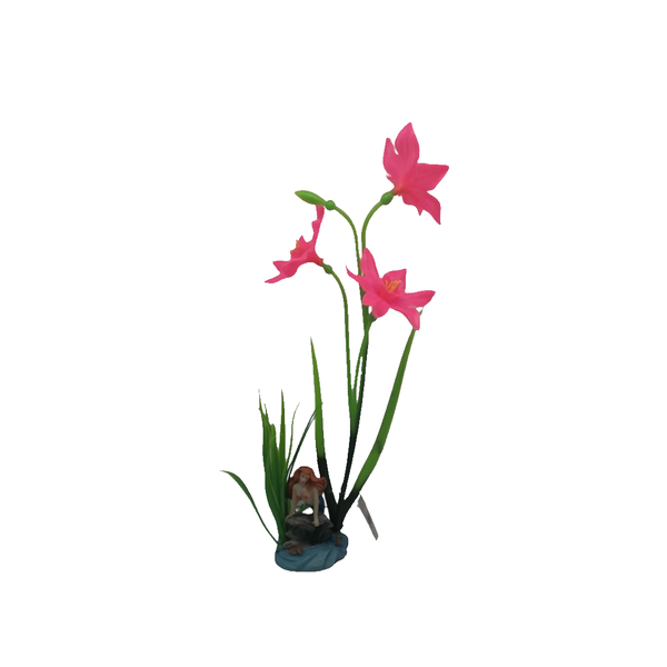 Aquarium Decor Artificial Plant Amaryllis with Mermaid- #7