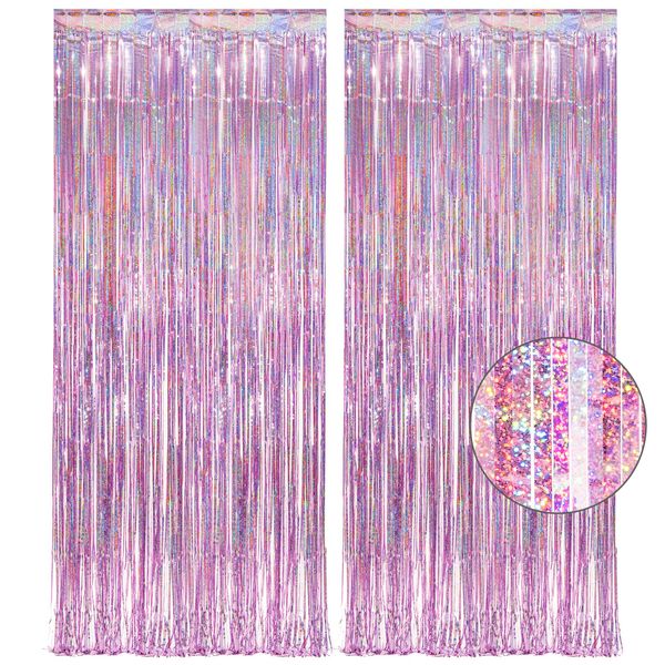 Foil Fringe Curtain Lilac Pink Party Streamers - 2 Packs