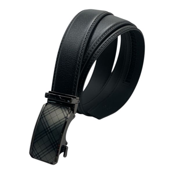 Men's Adjustable Leather Belt with Automatic Ratchet Buckle - DesignA Brown