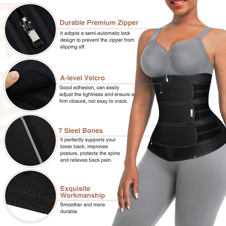 Slim Waist Tummy Control Belt Hook Zip Thin Corset Plus Size