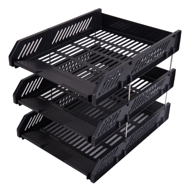 3-Tier Letter Tray - Black