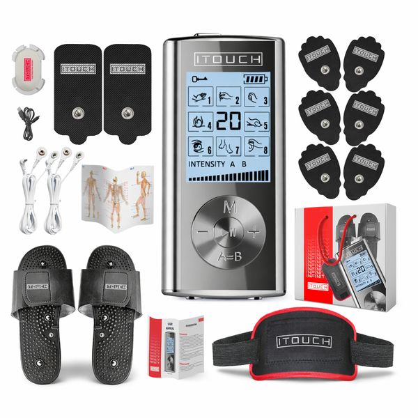 INFINITY 3 in 1 TENS Machine with Slippers and Support Belt (Grey Edition)