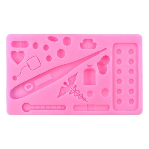24-Cavity Medical Tablet Silicone Mold - Pink