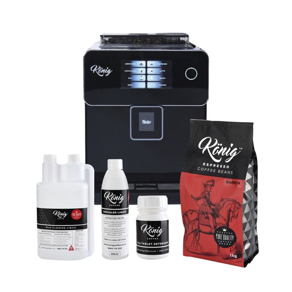 König Coffee-A10 Machine,1kg Beans,Cleaning&amp;descaling Liq,20CleaningTablets